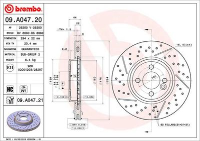 09A04721 BREMBO Тормозной диск