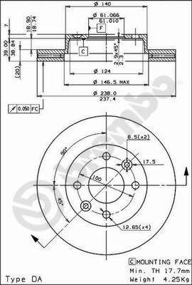 09492510 BREMBO Тормозной диск