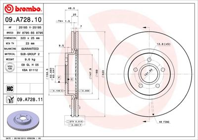 09A72810 BREMBO Тормозной диск