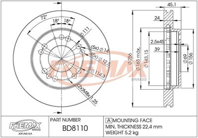 BD8110 FREMAX Тормозной диск