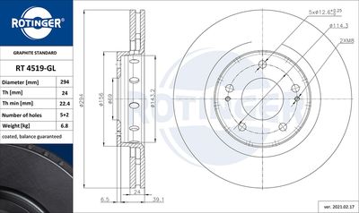 RT4519GL ROTINGER Тормозной диск