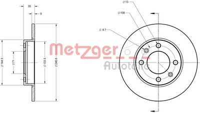 6110094 METZGER Тормозной диск