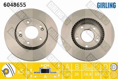 6048655 GIRLING Тормозной диск