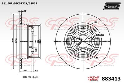 883413 MAXTECH Тормозной диск