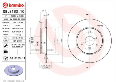 BS7596 BRECO Тормозной диск