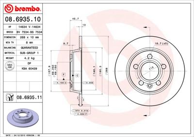 08693510 BREMBO Тормозной диск