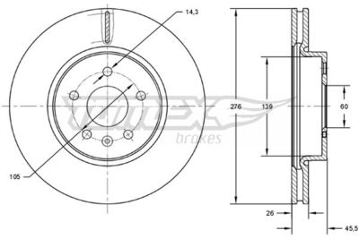 TX7249 TOMEX Brakes Тормозной диск