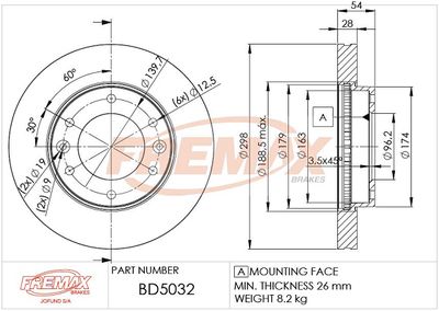 BD5032 FREMAX Тормозной диск