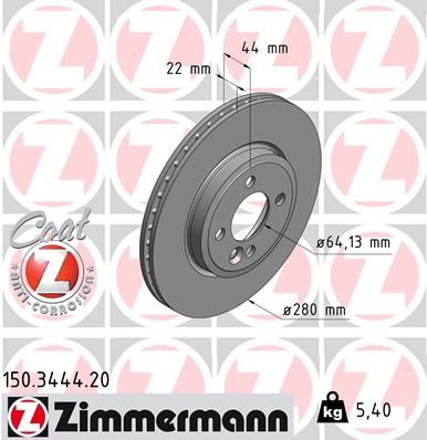 150344420 ZIMMERMANN Тормозной диск