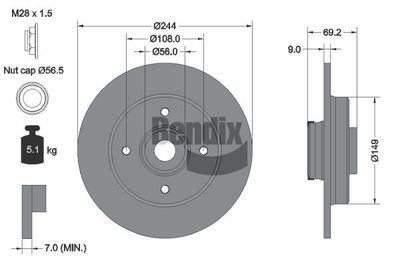 BDS1598 BENDIX Braking Тормозной диск