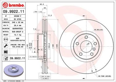 09992211 BREMBO Тормозной диск