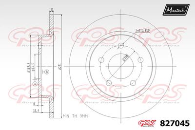 827045 MAXTECH Тормозной диск