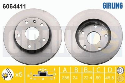 6064411 GIRLING Тормозной диск