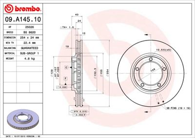 09A14510 BREMBO Тормозной диск