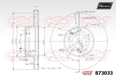 873033 MAXTECH Тормозной диск