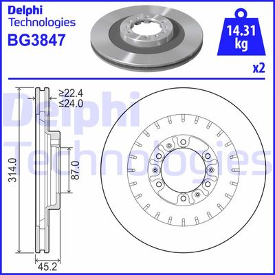 BG3847 DELPHI Тормозной диск