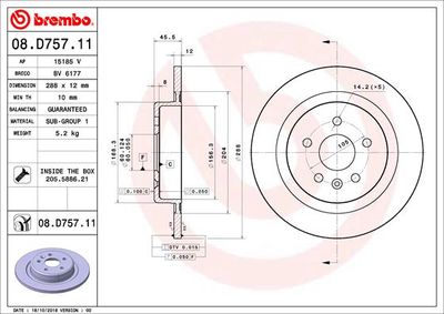 08D75711 BREMBO Тормозной диск