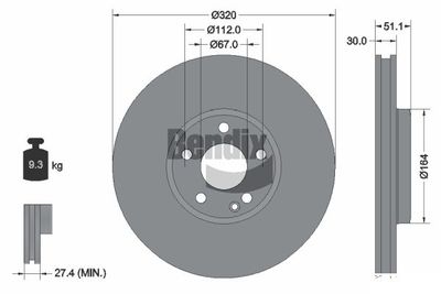 BDS1963 BENDIX Braking Тормозной диск