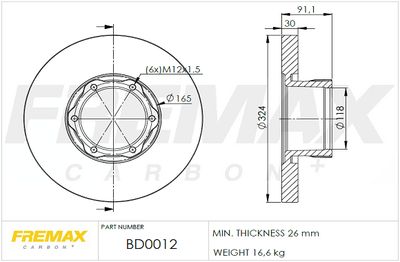 BD0012 FREMAX Тормозной диск