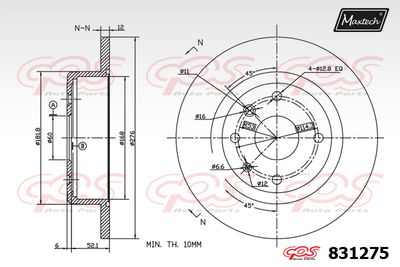 831275 MAXTECH Тормозной диск