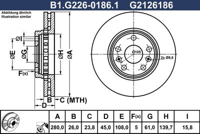 B1G22601861 GALFER Тормозной диск