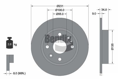 BDS2113 BENDIX Braking Тормозной диск
