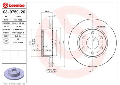 08975920 BREMBO Тормозной диск