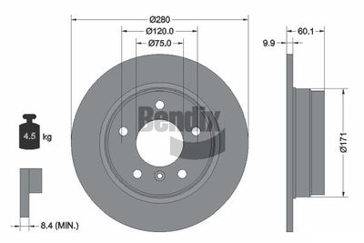 BDS1639 BENDIX Braking Тормозной диск