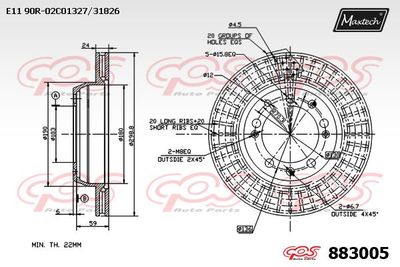 883005 MAXTECH Тормозной диск