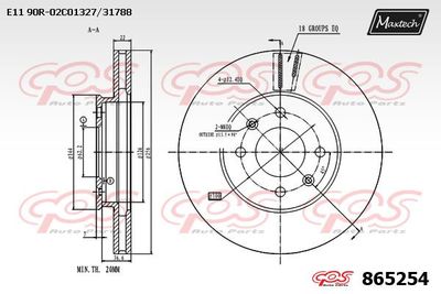 865254 MAXTECH Тормозной диск