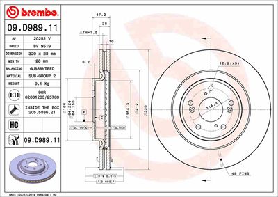 09D98911 BREMBO Тормозной диск