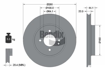 BDS1104HC BENDIX Braking Тормозной диск