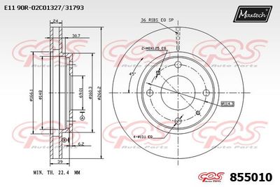 855010 MAXTECH Тормозной диск