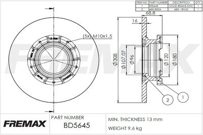 BD5645KT FREMAX Тормозной диск