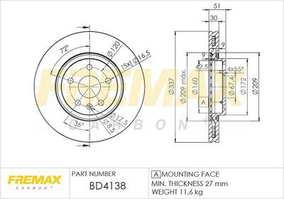 BD4138 FREMAX Тормозной диск