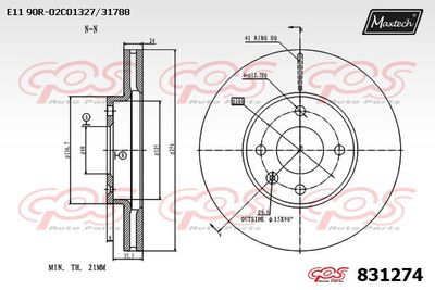 831274 MAXTECH Тормозной диск