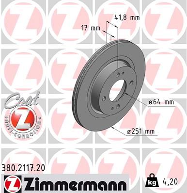 380211720 ZIMMERMANN Тормозной диск