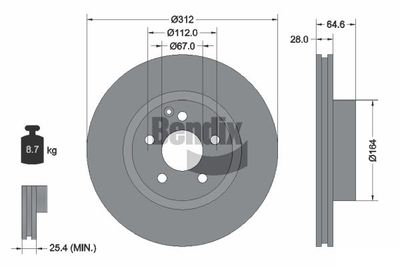 BDS1667HC BENDIX Braking Тормозной диск