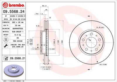 09556824 BREMBO Тормозной диск