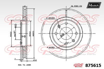 875615 MAXTECH Тормозной диск