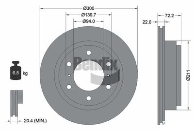 BDS1395 BENDIX Braking Тормозной диск