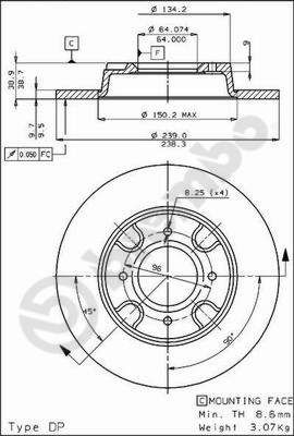 08450110 BREMBO Тормозной диск