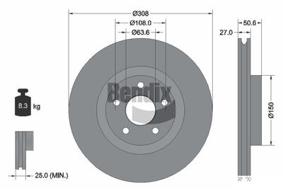 BDS1893 BENDIX Braking Тормозной диск