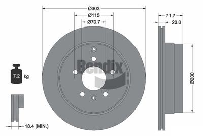 BDS1291 BENDIX Braking Тормозной диск