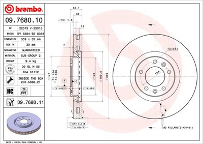 09768010 BREMBO Тормозной диск