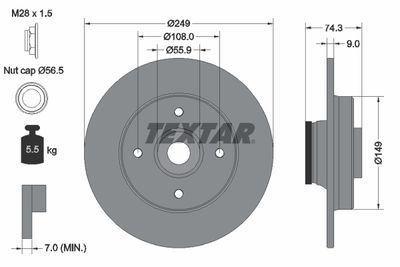 92194103 TEXTAR Тормозной диск