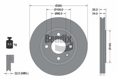 BDS1882 BENDIX Braking Тормозной диск