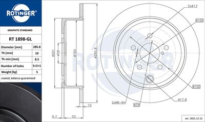 RT1898GL ROTINGER Тормозной диск