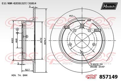 857149 MAXTECH Тормозной диск