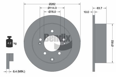 BDS1907 BENDIX Braking Тормозной диск